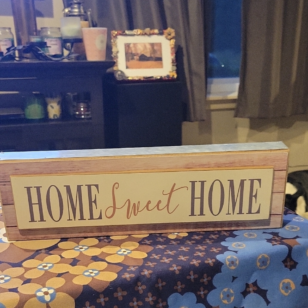 5 For 25.00/"Home Sweet Home" Wood Sign W/ Galvanized Metal,NWT